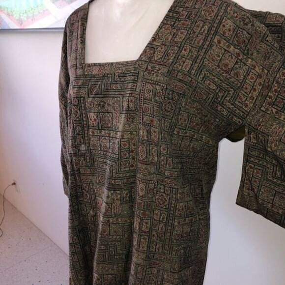 Michiyuki Kimono Womens Vintage Green Lined Cloud Embossed Pattern Hidden Pocket - Picture 12 of 15